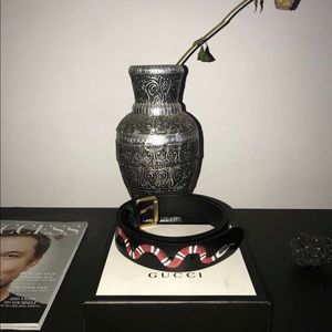 Leather belt with Kingsnake